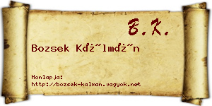 Bozsek Kálmán névjegykártya